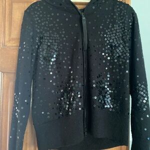 Black Sequin Zip-Up Hoodie